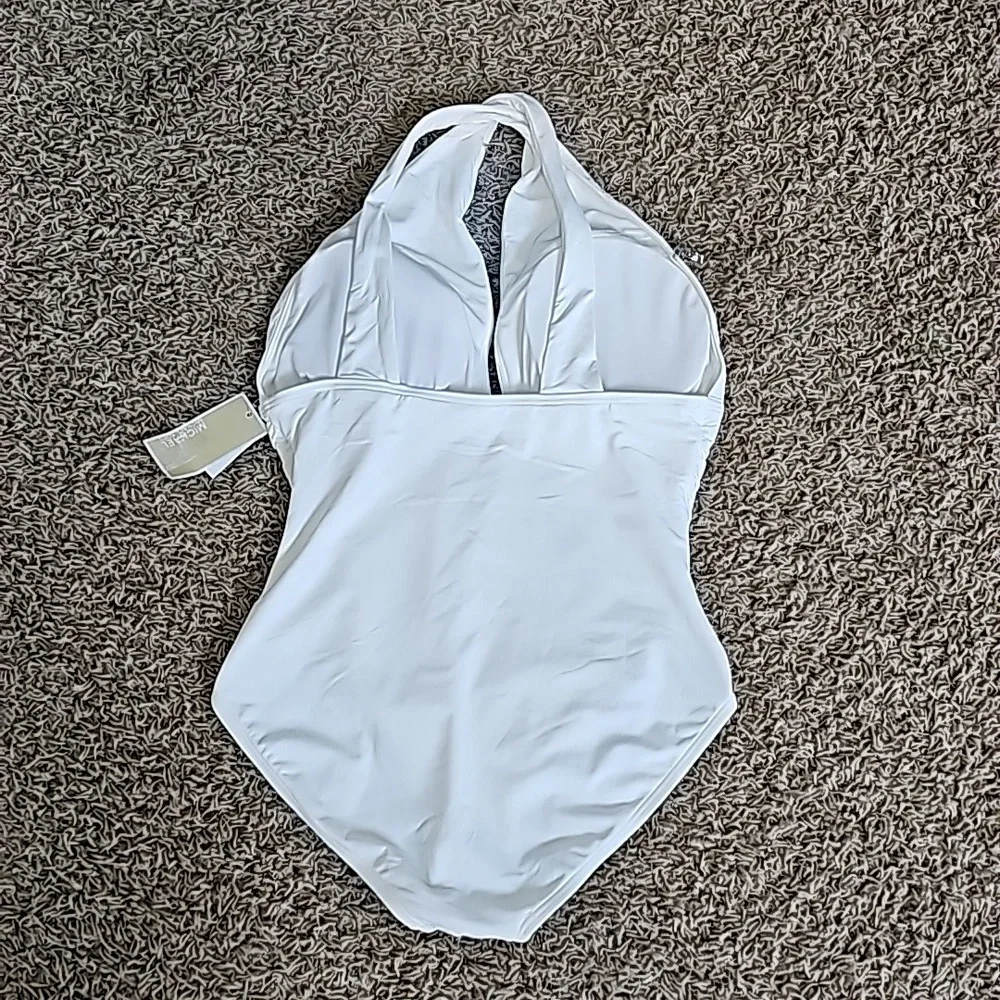 NWT Michael Kors Bathing Suit Convertible One-Piece Swimsuit Sz 14 White - Picture 3 of 6
